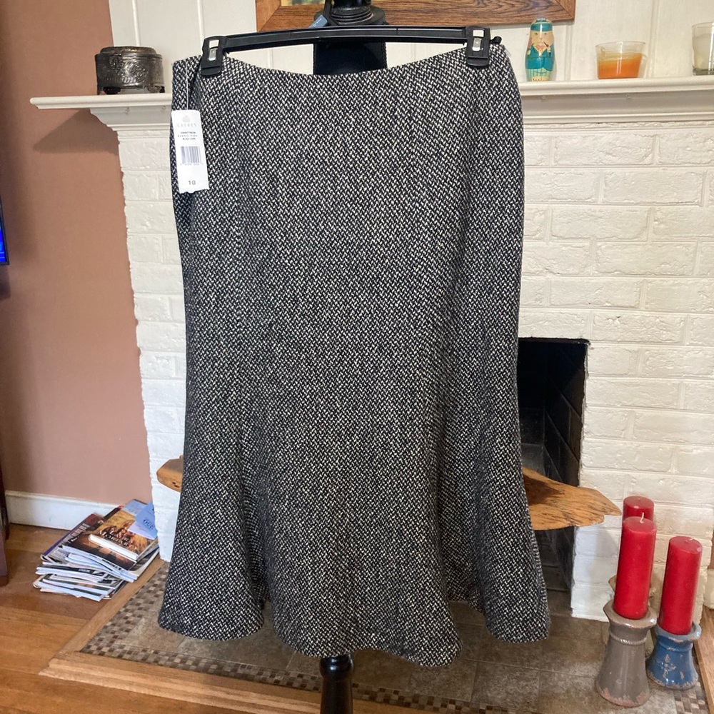Ralph Lauren and Black & White Tweed A-Line Skirt NWT size 10